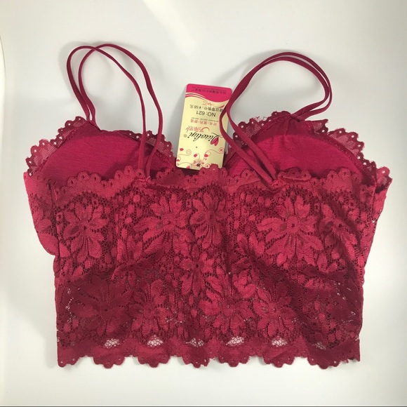 Lace bralette padded red - Picture 2 of 2